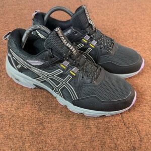 A- Asics Gel-Venture 8 Womens Trail Running Shoes Black Grey Purple 10 1012A708